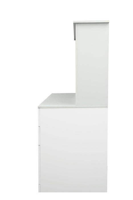 Home Office Computer Desk with Hutch, Antiqued White finish - DTYStore
