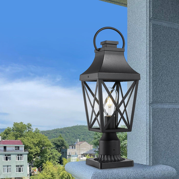 Outdoor Post Light,Lamp Post Light Fixture,Post Lantern with Pier Mount Base,Textured Black,21.3in,Suitable for Gardens, Yards or Entrances (2 pack)