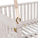 Patio Minimalist Twin Size Garden Swing Bed Wood Porch Swing with Ropes for Backyard, Safe Sloped Design, White - DTYStore