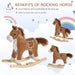 Rocking Horse Plush Animal on Wooden Rockers, Baby Rocking Chair with Sounds, Moving Mouth, Wagging Tail, Brown - DTYStore