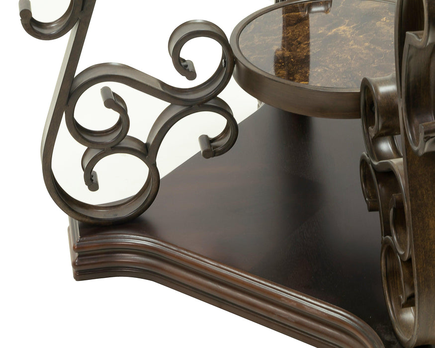 End table, Glass table top, MDF W/marble paper middle shelf, powder coat finish metal legs. (26.3"Lx26.3"Wx24"H) - DTYStore