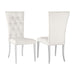 Set of 2 Velvet Upholstered Dining Chairs, White and Chrome - DTYStore