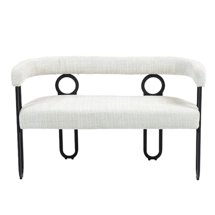 Modern Loveseat 2 Seater Sofa Chenille Fabric Couch with Arms and Metal Legs for Living Room, Home Office, Studio (Beige Chenille) - DTYStore