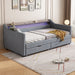 Twin Size Daybed with 2 Storage Drawers and 2-Tier Shelf & /USB/Type-C Port, Modern Linen Upholstered Sofa Day Bed Frame with Smart LED Light for Livingroom, Apartment,Light grey - DTYStore