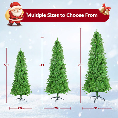 6FT Classic Pencil Christmas Tree is an 72-inch classic pencil-shaped Christmas tree suitable for both Halloween and Christmas. It features dense branches for realistic Christmas decorations - Image 11