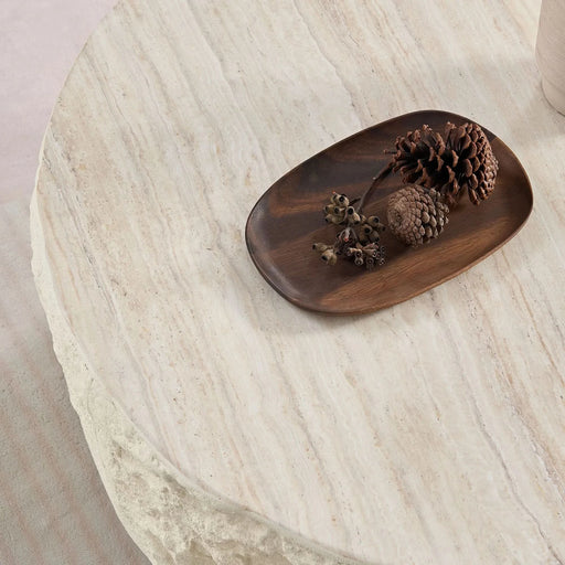 35.43''Fiberglass Round Center Coffee Table for Living Room Vintage Table,Imitation Stone Table front of the Sofa,Modern Design Coffee Table for Office,Apartment,No Need Assembly Default -DTYStore