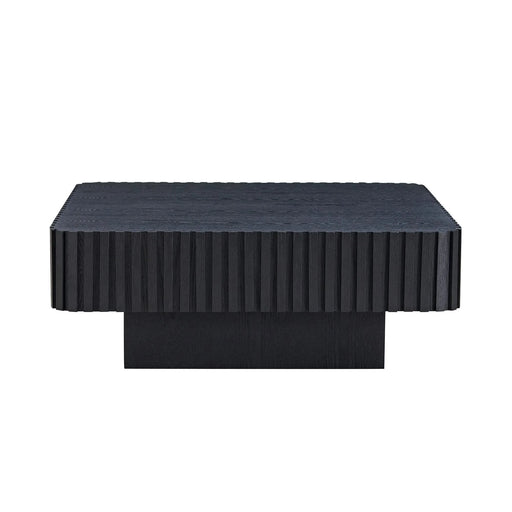 35.43 Inch Modern Handcraft Drum Coffee Table Square Coffee Table for Living Room,Small Wooden Coffee Table with Sturdy MDF Pedesta,Black Default -DTYStore