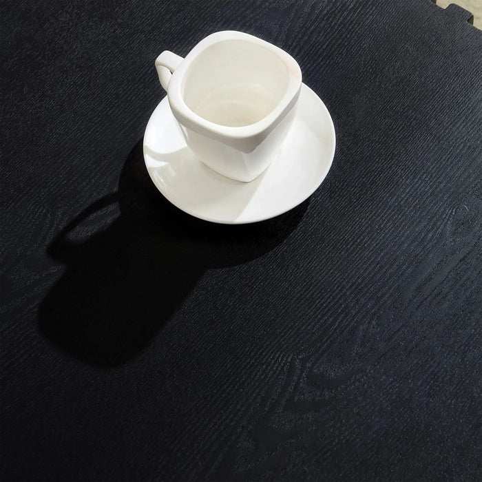 35.43 Inch Modern Handcraft Drum Coffee Table Square Coffee Table for Living Room,Small Wooden Coffee Table with Sturdy MDF Pedesta,Black Default -DTYStore