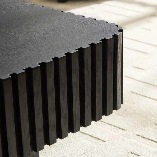 35.43 Inch Modern Handcraft Drum Coffee Table Square Coffee Table for Living Room,Small Wooden Coffee Table with Sturdy MDF Pedesta,Black Default -DTYStore