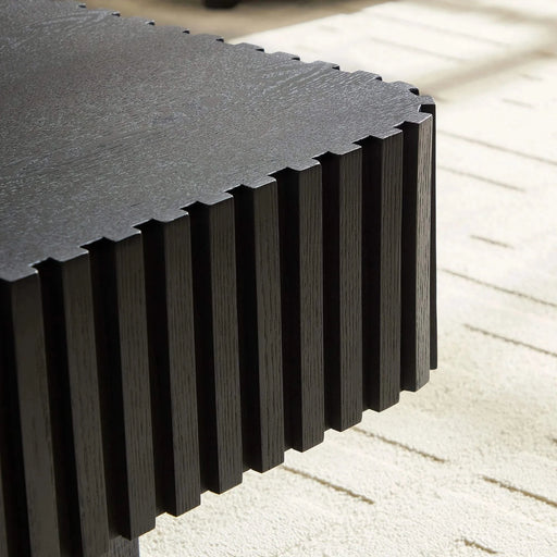 35.43 Inch Modern Handcraft Drum Coffee Table Square Coffee Table for Living Room,Small Wooden Coffee Table with Sturdy MDF Pedesta,Black Default -DTYStore