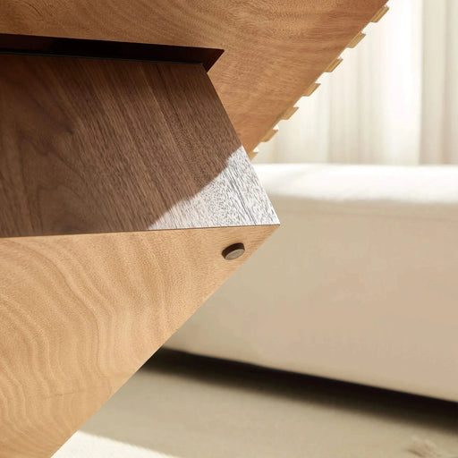 35.43 Inch Modern Handcraft Drum Coffee Table Square Coffee Table for Living Room,Small Wooden Coffee Table with Sturdy MDF Pedesta,Walnut Color Default -DTYStore