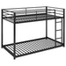 Twin over Twin Metal Bunk Bed, Low Bunk Bed with Ladder, Black - DTYStore