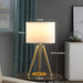 35.5' - 25.75'H Adjustable Hieght Brass/Shiny Gold Modern Tripod Table Lamp for Living Room, Nightstand Bedside Table Lamp for Bedroom, LED Lamp Default -DTYStore