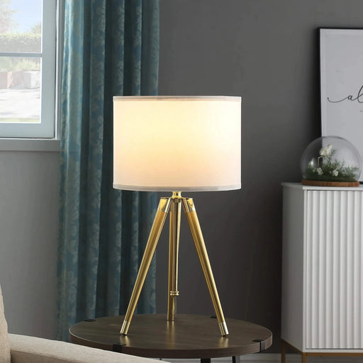 35.5' - 25.75'H Adjustable Hieght Brass/Shiny Gold Modern Tripod Table Lamp for Living Room, Nightstand Bedside Table Lamp for Bedroom, LED Lamp Default -DTYStore