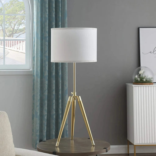 35.5' - 25.75'H Adjustable Hieght Brass/Shiny Gold Modern Tripod Table Lamp for Living Room, Nightstand Bedside Table Lamp for Bedroom, LED Lamp Default -DTYStore