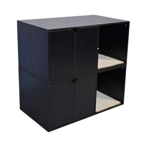 35.83' Cat Litter Box Enclosure Hidden Furniture (Scratch Pad Included), Modern Black Cat House with Corrugated Cardboard Scratching Pad - 35.83' x 20.47' x 17.05', 52 lbs Default -DTYStore