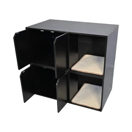 35.83' Cat Litter Box Enclosure Hidden Furniture (Scratch Pad Included), Modern Black Cat House with Corrugated Cardboard Scratching Pad - 35.83' x 20.47' x 17.05', 52 lbs Default -DTYStore