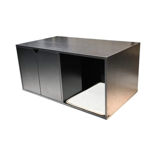 35.83' Cat Litter Box Enclosure Hidden Furniture (Scratch Pad Included), Modern Black Cat House with Corrugated Cardboard Scratching Pad - 35.83' x 20.47' x 17.05', 52 lbs Default -DTYStore