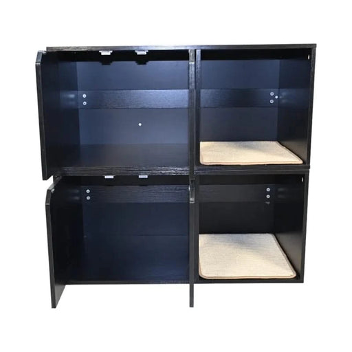 35.83' Cat Litter Box Enclosure Hidden Furniture (Scratch Pad Included), Modern Black Cat House with Corrugated Cardboard Scratching Pad - 35.83' x 20.47' x 17.05', 52 lbs Default -DTYStore