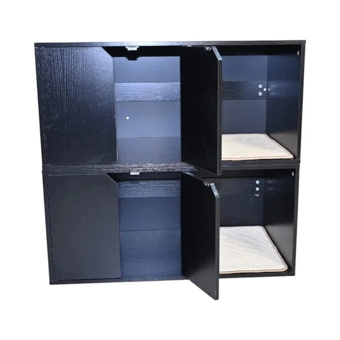 35.83' Cat Litter Box Enclosure Hidden Furniture (Scratch Pad Included), Modern Black Cat House with Corrugated Cardboard Scratching Pad - 35.83' x 20.47' x 17.05', 52 lbs Default -DTYStore