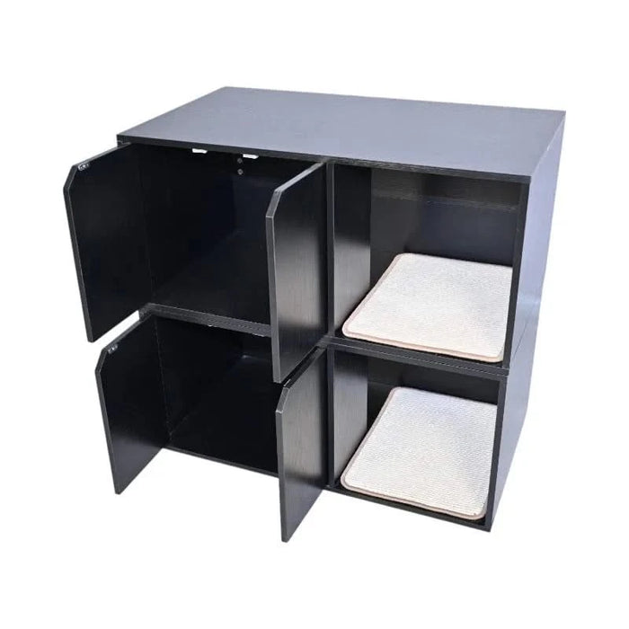 35.83' Cat Litter Box Enclosure Hidden Furniture (Scratch Pad Included), Modern Black Cat House with Corrugated Cardboard Scratching Pad - 35.83' x 20.47' x 17.05', 52 lbs Default -DTYStore