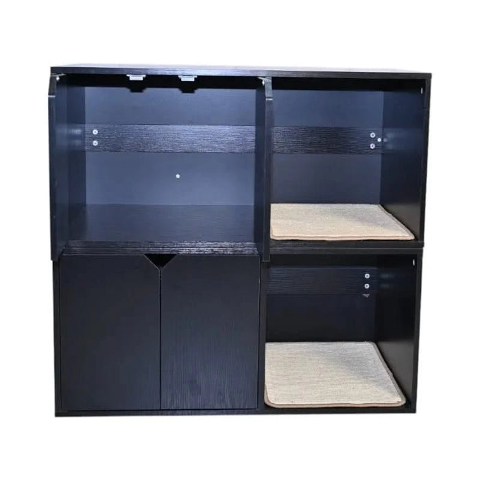 35.83' Cat Litter Box Enclosure Hidden Furniture (Scratch Pad Included), Modern Black Cat House with Corrugated Cardboard Scratching Pad - 35.83' x 20.47' x 17.05', 52 lbs Default -DTYStore
