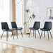 Black artificial leather backrest cushion dining chair, black metal legs, curved widened cushion design for more comfort, suitable for restaurants, kitchens, bedrooms, offices.(4 chairs) 0502 - DTYStore