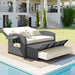 PE Wicker Rattan Double Chaise Lounge, 2-Person Reclining Daybed with Adjustable Back and Cushions, Free Furniture Protection Cover, White - DTYStore