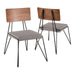 Loft Mid-Century Modern Chair in Black Metal with Grey Fabric and Walnut Wood Accent by LumiSource - Set of 2 - DTYStore