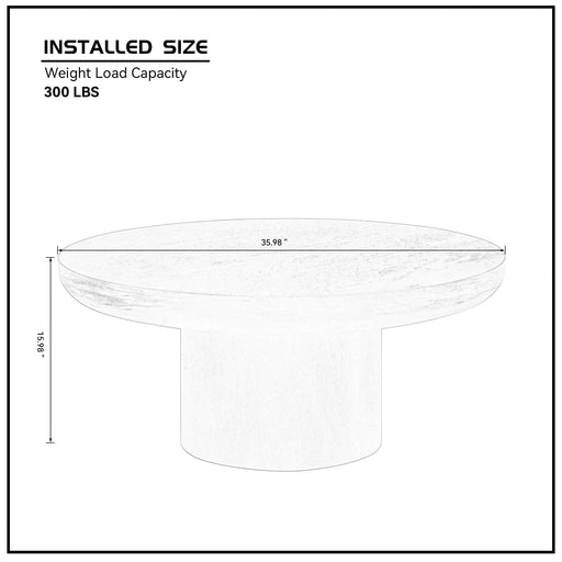 35.98inch Round Coffee Table with Cylindrical Leg,Wood Veneer Tabletop Table,Rounded Sofa Side Table for living Room Office,Brown Default -DTYStore