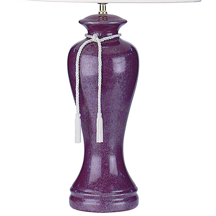 35' Tall Ceramic Table Lamp, Curved design with Burgundy finish, Linen Shade Default -DTYStore
