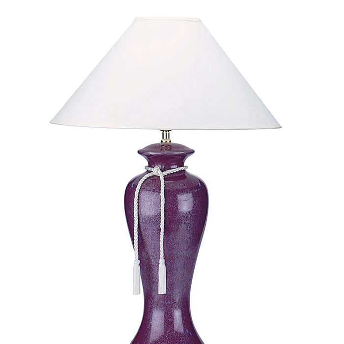 35' Tall Ceramic Table Lamp, Curved design with Burgundy finish, Linen Shade Default -DTYStore