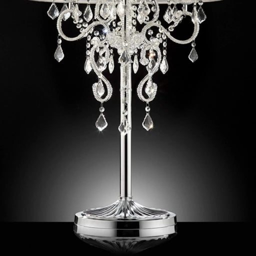35' Tall Table Lamp 'Evangelia', Silver finish and Crystal Accents, Clear Shade Default -DTYStore