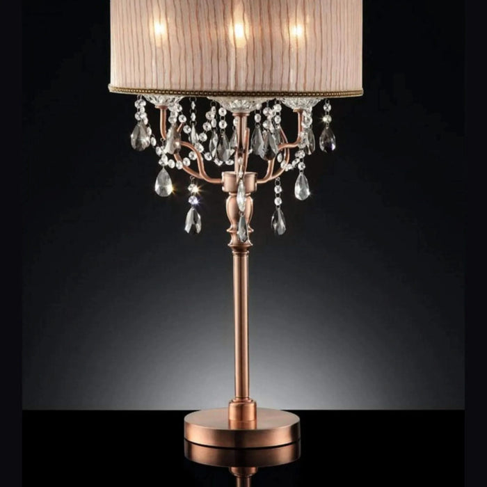 35' Tall Table Lamp 'Rosie' w/ Silvery Pink finish and Crystal Accents, Shade Default -DTYStore