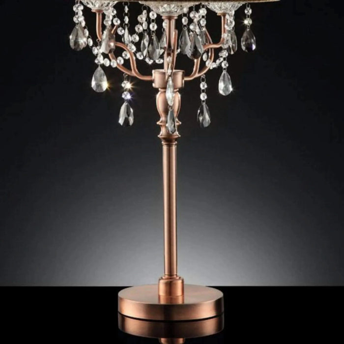 35' Tall Table Lamp 'Rosie' w/ Silvery Pink finish and Crystal Accents, Shade Default -DTYStore