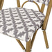 Outdoor PE Rattan and Aluminum French Bistro Chairs, Set of 2, Gray & White, and Bamboo Finish - DTYStore