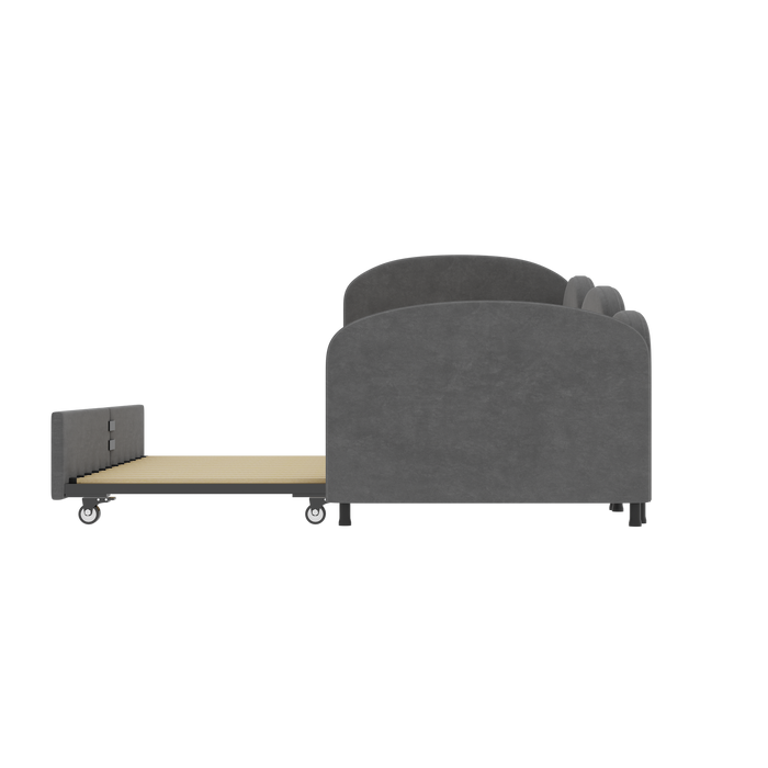 Twin Size Twin Size Bed frames With An Another Bed frame, Velvet Upholstered Daybed, Modern Sofa Bed Daybed Frame for Bedroom Living Room, Suitable for Living Room, Kids Room, Bedroom (Ddry Gray)