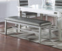 Elegant Silver Finish 1pc Dining Bench Only Rubberwood Cushion Faux Leather Seat Dining Room bench - DTYStore