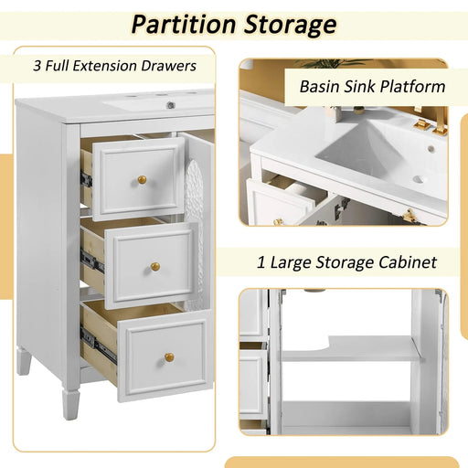 36-inch Bathroom Vanity with 2 Soft Close Doors, Solid Wood Frame Modern Bathroom Storage Cabinet with 3 Drawers Default -DTYStore