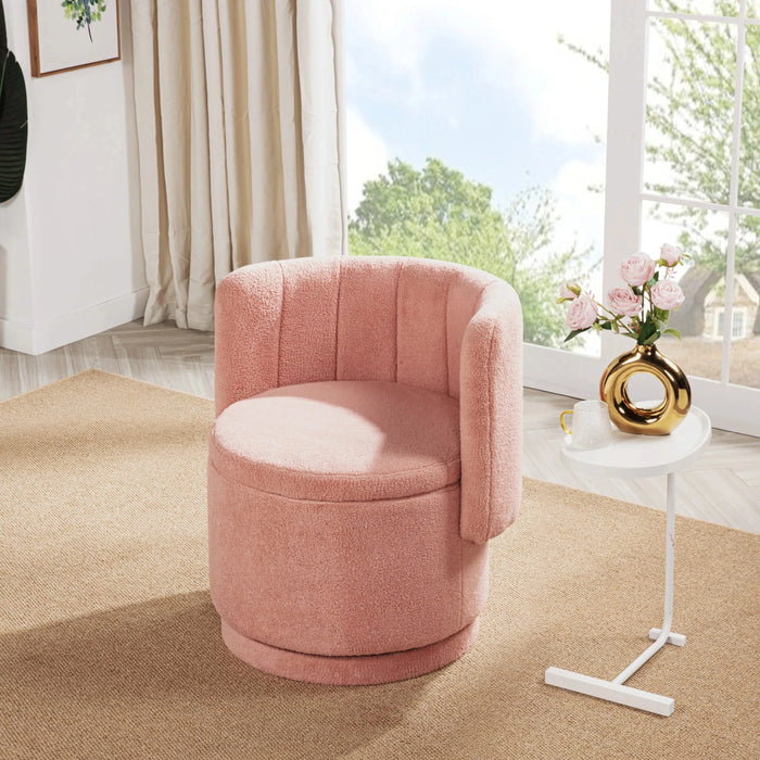 360 Degree Swivel Back Sofa Chair With Storage Space, Suitable For Bedroom and Living Room(Pink) Default -DTYStore