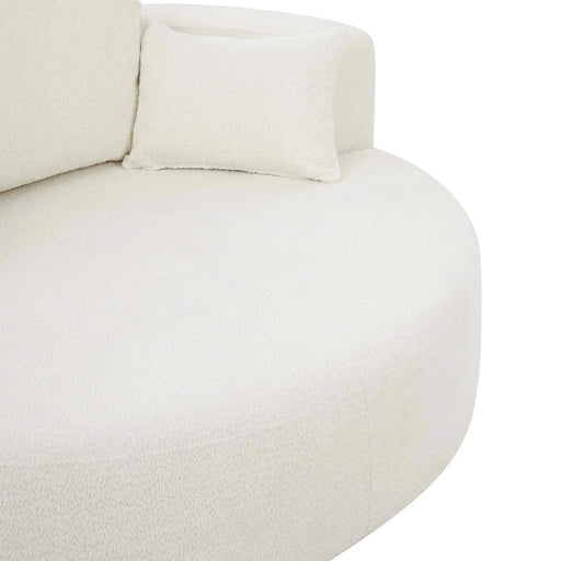 360° Swivel Chair Accent Barrel Chair with Removable Pillows, Beige Chenille Fabric, 56.3' Diameter-DTYStore