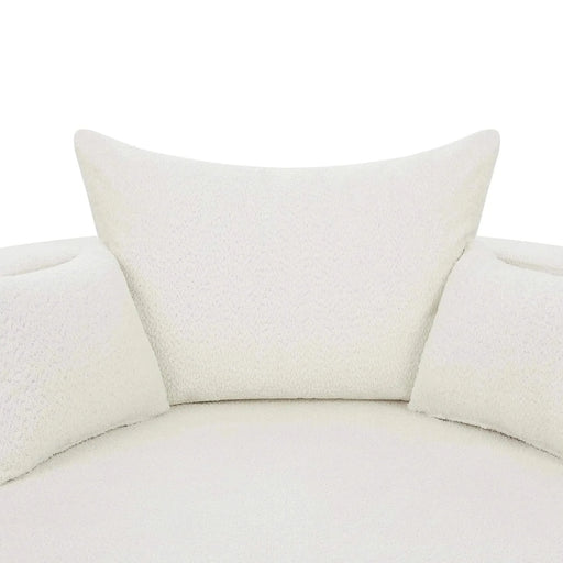 360° Swivel Chair Accent Barrel Chair with Removable Pillows, Beige Chenille Fabric, 56.3' Diameter-DTYStore