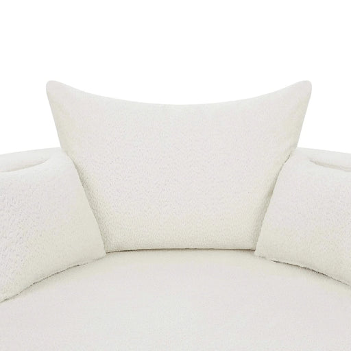360° Swivel Chair Accent Barrel Chair with Removable Pillows, Beige Chenille Fabric, 56.3' Diameter Default -DTYStore