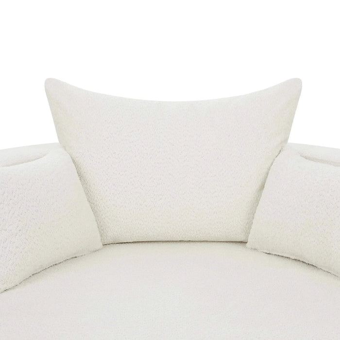 360° Swivel Chair Accent Barrel Chair with Removable Pillows, Beige Chenille Fabric, 56.3' Diameter Default -DTYStore