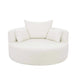 360° Swivel Chair Accent Barrel Chair with Removable Pillows, Beige Chenille Fabric, 56.3' Diameter Default -DTYStore