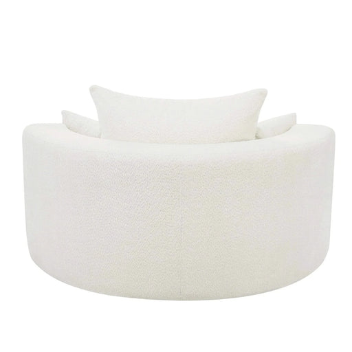 360° Swivel Chair Accent Barrel Chair with Removable Pillows, Beige Chenille Fabric, 56.3' Diameter Default -DTYStore