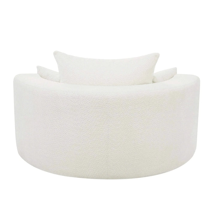360° Swivel Chair Accent Barrel Chair with Removable Pillows, Beige Chenille Fabric, 56.3' Diameter Default -DTYStore