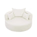360° Swivel Chair Accent Barrel Chair with Removable Pillows, Beige Chenille Fabric, 56.3' Diameter Default -DTYStore