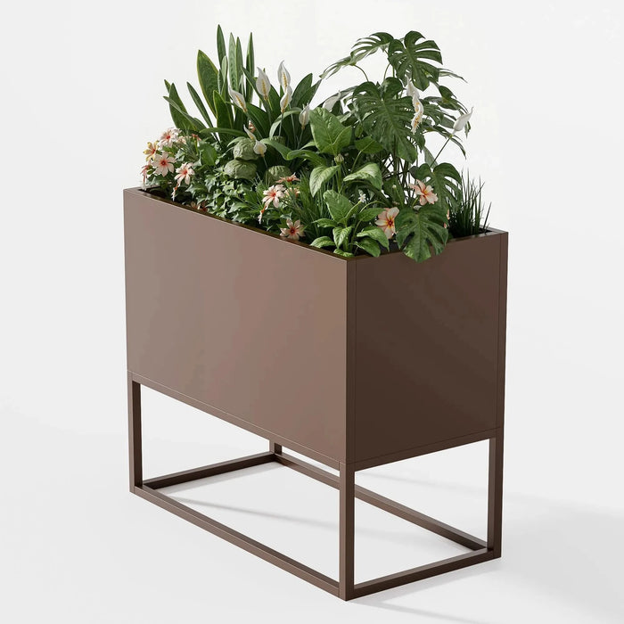 36*18*18 inch Large Metal Rectangular Planter with Shelves and Drainage Holes for Indoor/Outdoor Use, Perfect for Tall Plants, Flowers, or Shrubs in High-Traffic Areas Default -DTYStore