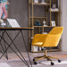 Modern Velvet Fabric Material Adjustable Height 360 Revolving Home Office Chair With Gold Metal Legs And Universal Wheels For Indoor,Yellow - DTYStore